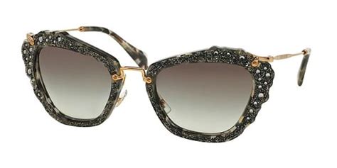 miu miu mu04qs dhe0a7|Miu Miu MU04QS DHE0A7 Crystal/Grey Noir Cats Eyes .